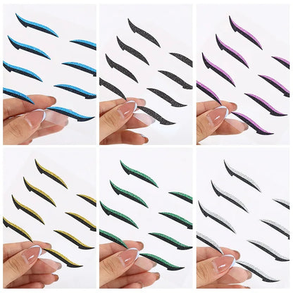 Fake Glitter Eyeliner Sticker Self-adhesive Party Makeup Eyeliner Sticker Magic Double Eyelid Tape Cat Eye Makeup Cosmetic Tools