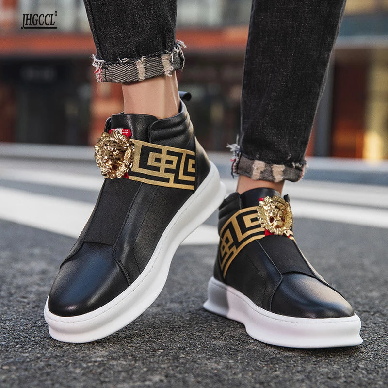 New men's Casual luxury designer black men"s shoes loafers male high-top luxury brand shoes beauty accessories casual shoes P26