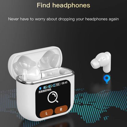 1.9inch LED Touch Screen Headsets Bluetooth 5.4 Headphones TWS Wireless Earphones HiFi Stereo Waterproof Noise Reduction Earbuds