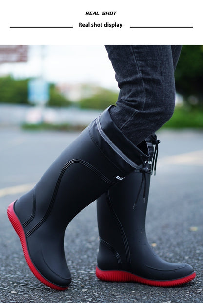 Fashion Outerwear High Non-slip Drawstring Rain Boots