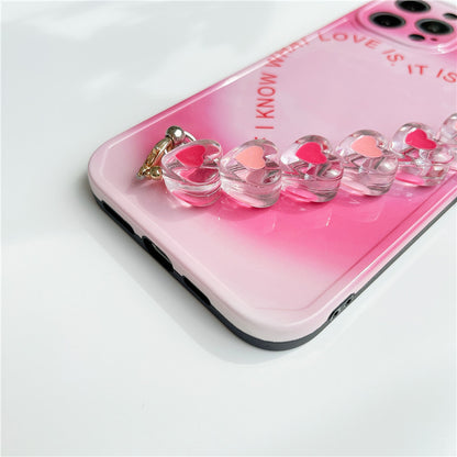 Compatible with Apple , Simple Gradient Love Chain Phone Case