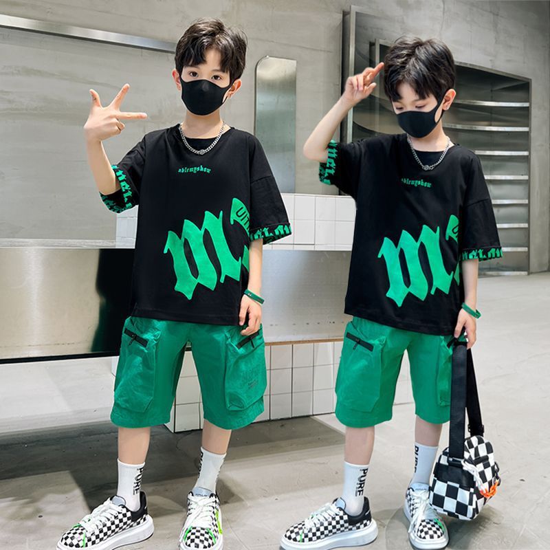 Clothes Handsome Trendy Short Sleeve Children's Clothing Summer Two-piece Suit