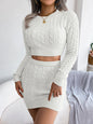 Casual Twist Cropped Sweater Package Hip Skirt Set