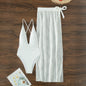 European And American Swimwear One-piece Swimsuit Women's White Sexy Backless Dress Two-piece Set