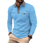 Leisure Plaid Lapel Polo Shirt Fashion Solid Color Long Sleeve Tops Men's Clothing