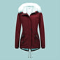 Blue Literary Casual Mid-length Zipper Cotton Jacket