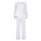 Long Sleeve Mesh Splicing Beads Banquet Plus Size Jumpsuit