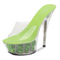 Women's High Heel Slippers With Crystal Sole