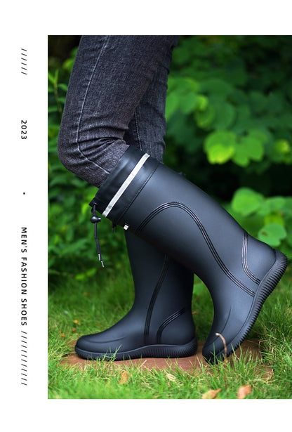 Fashion Outerwear High Non-slip Drawstring Rain Boots