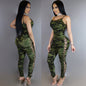 Women's Fashion Casual Tight Camouflage Double Side Sleeveless Jumpsuit